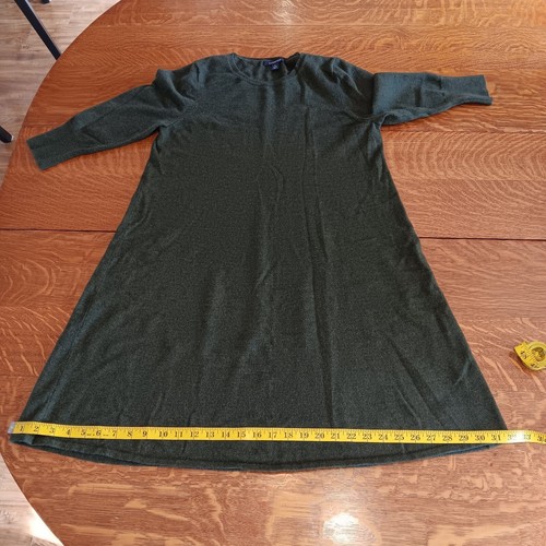 Lands End Kleid Große 14-16 Olivwaldgrün Weiche Wollmischung 3/4 Arm - Bild 7 von 11