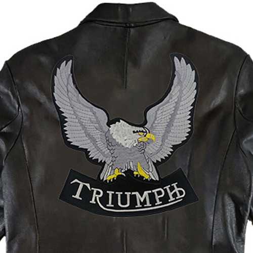 Triumph Motorcycles England Logo Large Size 9.5"x10.0" Embroidered Iron On Patch - Picture 4 of 11
