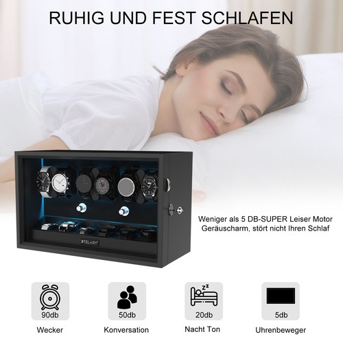 6+6 Automatische Rotation Uhrenbeweger Box zusätzlichen Aufbewahrungsboxen LED - Bild 7 von 13