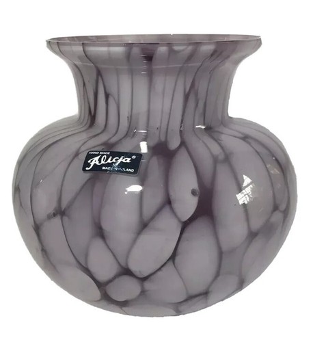 Alicja Hand Blown Art Glass Vase Planter 6” Poland Purple Levander Decor Round - Picture 12 of 12