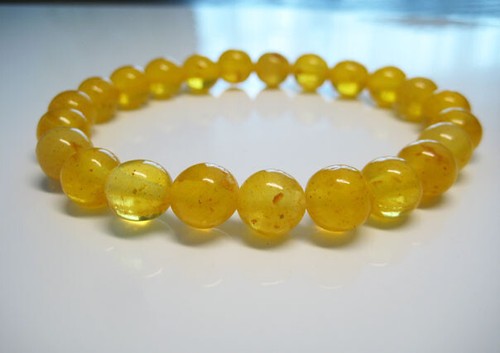 Pressed Genuine Amber Round Yellow Beads Baltic Amber Bracelet 10 grams !!! - Picture 2 of 6