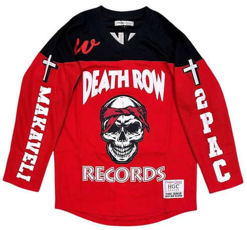 Death Row Records Men's Headgear Classics Tupac Shakur Embroidered Hockey Jersey - Picture 2 of 8