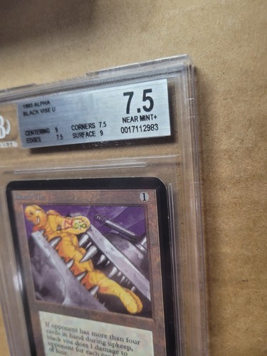 Black Vise ALPHA Magic MTG Beckett Graded 7.5 BGS Uncommon English Near Mint NM - Picture 3 of 10