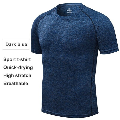 Men's Running T-Shirts Quick Dry T-Shirts Fitness Gym Running Shirts Activewear - Picture 8 of 22
