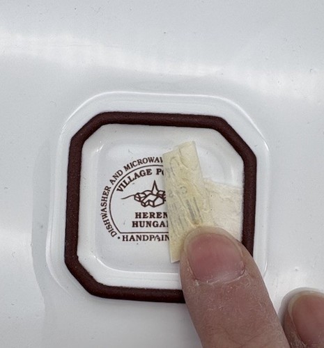 HEREND VILLAGE POTTERY Octagonal Plates Green Blue Scrolls Set of 2 - Picture 5 of 10