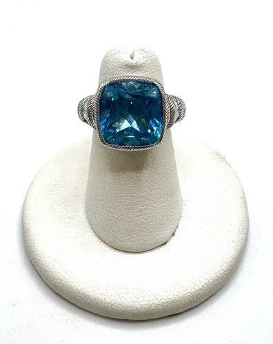 Judith Ripka Ring Sterlingsilber Blautopas und Diamonique Größe 5