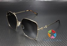 GUCCI GG0879S 001 Gold Havana Grey Rectangular Squared 61 mm Women's Sunglasses