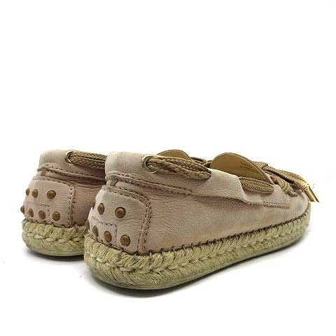 Tod'S Espadrille Moccasin Deck Shoes Slip-On Leather Pink Women'S - Picture 2 of 7