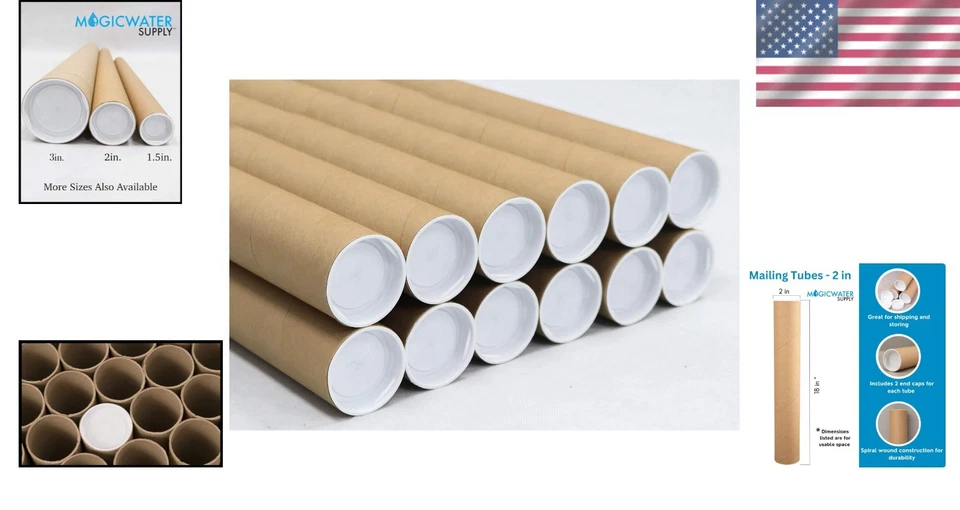Heavy Duty Shipping Tubes with Secure End Caps - 12 Pack - Image 2 of 4