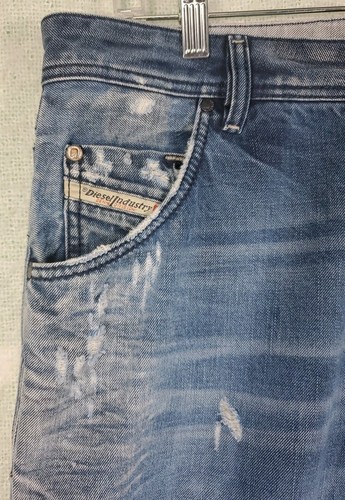 Diesel Krayver Jeans 37x30 Regular Slim Carrot 0840Q Distressed Italy Med Wash - Picture 2 of 21