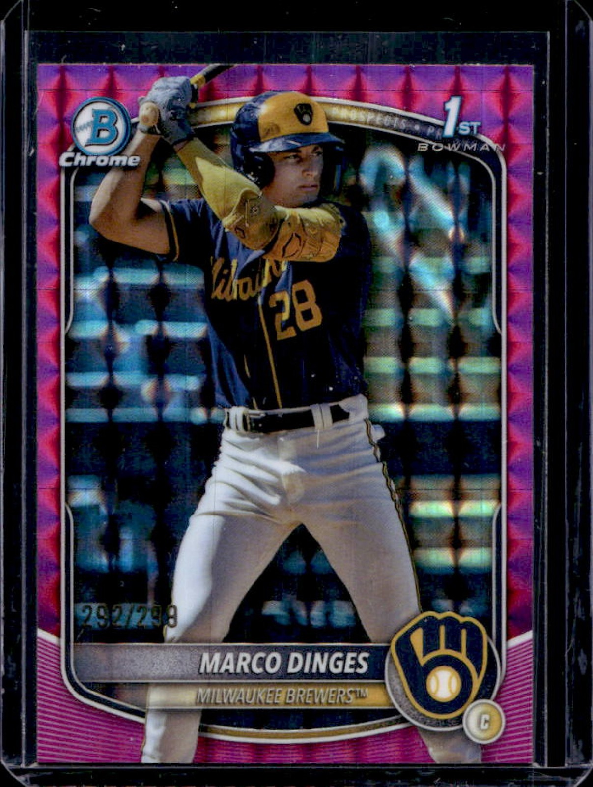 2025 Bowman Chrome Marco Dinges Fuchsia Geometric Refractor 1st Prospect #/299