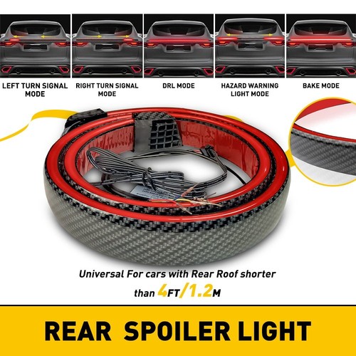 OXILAM Car Rear Trunk LED Spoiler Lip Tail Wing Light Bar 118cm Carbon Fiber New - Picture 12 of 12