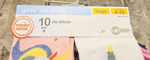 Girl's Wonder Nation No Show Socks 16 Pairs (6 Pack & 10 Pack) Large 4-10 Shoe N - Picture 2 of 3