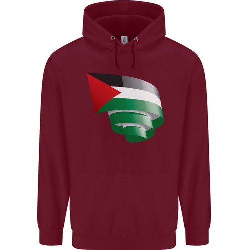 Curled Palestine Flag Palestinian Day Football Childrens Kids Hoodie - Picture 5 of 39