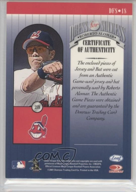 2001 Leaf Rookies & Stars Dress For Success Roberto Alomar #DFS-18 HOF - Image 2 of 2