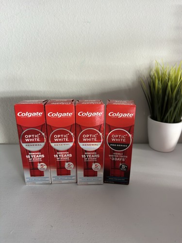 4 Colgate Optic White Pro Serie Fleckenprävention/Erneuerung Zahnpasta Ablaufdatum 26/27