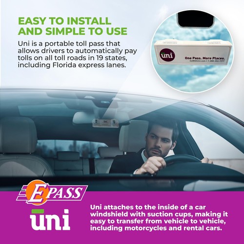 Uni Prepaid tragbarer Mautpass von - funktioniert in 19 Staaten einschließlich FL, GA, NC, ... - Bild 3 von 6