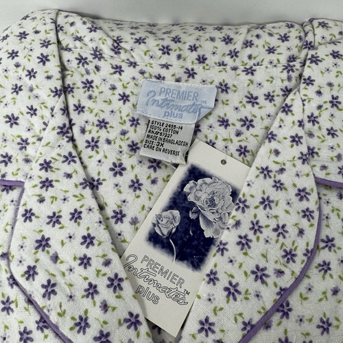 Premier Intimates Flannel Pajama Set Plus Size 3X Floral Shirt Pants Purple New - Picture 2 of 5