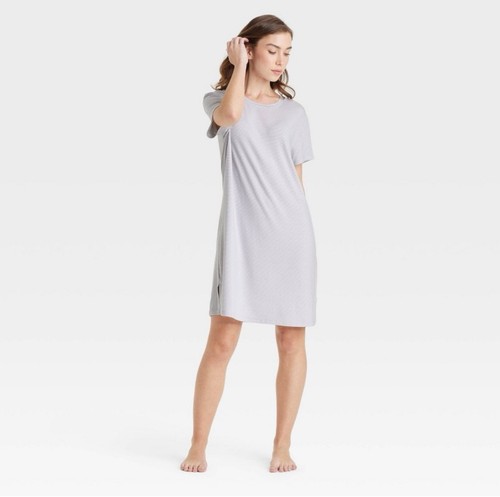 Auden Mujer Manga Corta Blanco/Gris Rayas Pijama Camiseta Vestido Talla XL NUEVO CON ETIQUETAS - Imagen 1 de 8