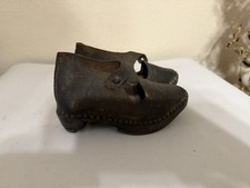 Antique Lancashire Clog Toddler Pair of 1800  s leather clogs Primitive Child  s