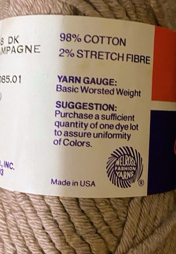 10 VTG Skeins Cotton Stretch Yarn MELROSE Designers Color Champagne 50 gm ea - Picture 5 of 5