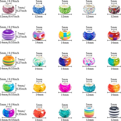 300 Pcs European Large Hole Beads, Assorted European Craft Beads Mixed Color ... - Imagen 2 de 6