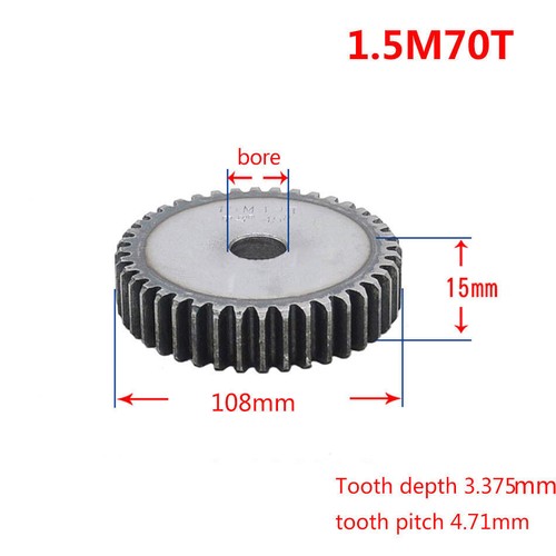 1M/1,5M 12-150 Zähne Zahnrad Stirnrad C45 Stahlzahnrad 1M-10mm/1,5M-15mm Dicke - Picture 157 of 180