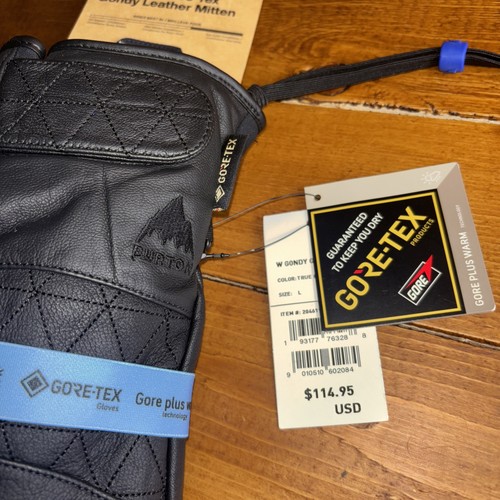 Guanti da donna Burton Gore-Tex Plus caldi in pelle di capra gondy neri GRANDI NUOVI - Foto 2 di 6