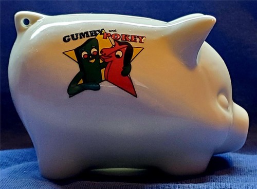 A Charming Gumby & Pokey 3 3/4" Long Porcelain Piggy Bank - Picture 2 of 4