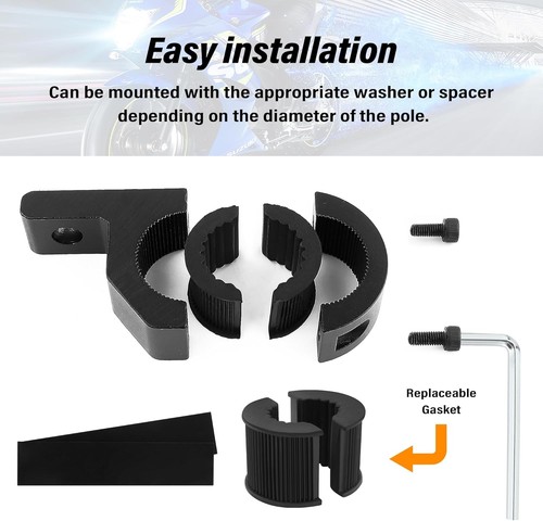 2PCS Supports de Barre Lumineuse Moto - Pince Tube Universelle 0,75" 1" 1,25" Noir - Photo 5/7