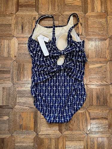 Miraclesuit Talbots One Piece Swimsuit 12 Fuss Free Fit UPF 50 Navy Blue Anchor - Picture 5 of 9