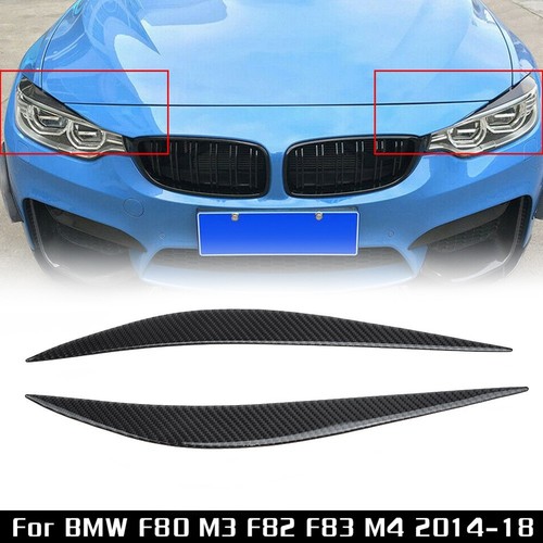 Vehicle Headlight Eye Lid Cover 2pcs/set Carbon Fiber Black 1pcs Replaces - Picture 9 of 24