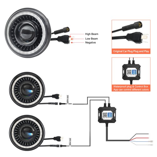For Jeep Wrangler JL Gladiator 2018-2024 RGB 9" LED Headlights Chasing Halo Kit - Picture 11 of 17