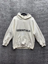 Essentials Fear Of God Graphic Logo Oversized Pullover Hoodie White Mens Size M