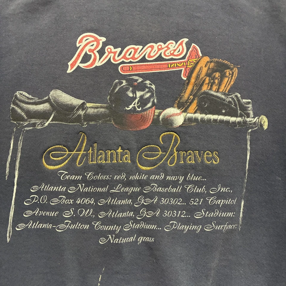 复古亚特兰大勇士队毛衣男式 XL 美国美国职棒大联盟棒球圆领 90 年代 — 第 2/4 张图片