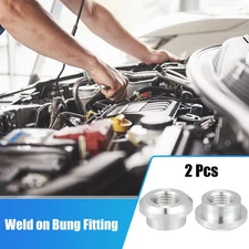 2pcs 1/4" NPT Female Weld on Bung Fitting for Car Aluminum Alloy Silver Tone