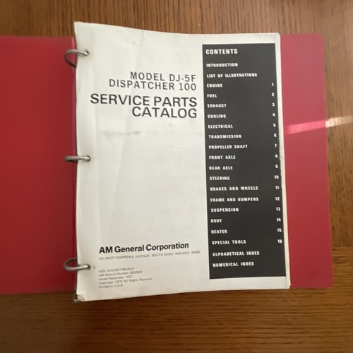 AM General Model DJ-5D Dispatcher 100 Service Parts Catalog Book, Postal Jeeps - Picture 5 of 9