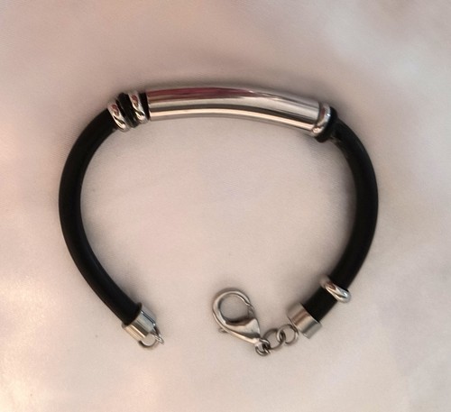 Pulsera Mujer Imitación Cuero Negro Tono Plateado Cierre Langosta 6" - Imagen 12 de 13