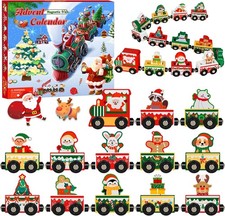 Advent Calendar 2025 Magnetic Wooden Animal Train for Kids,24 Day Christmas R