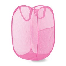 LXLOVESM Pop Up Laundry Hamper, Mesh 14 inches x 14 x 24 inches, Pink