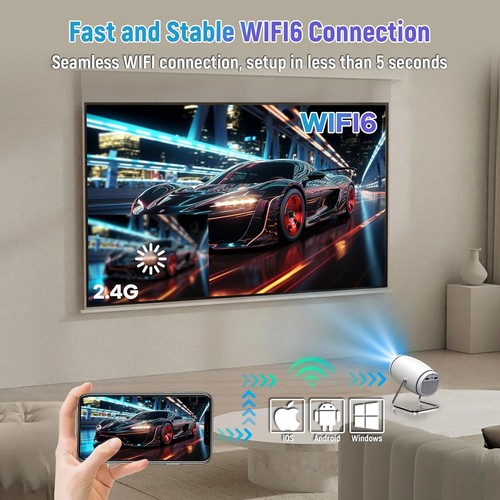 4K Mini Projector 10000 Lumen LED 1080P WiFi Bluetooth UHD Portable Home Theater - Picture 5 of 8