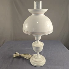 18" Vintage Cozy Toleware Metal Desk/Table Lamp Hurricane Style Frosted Chimney