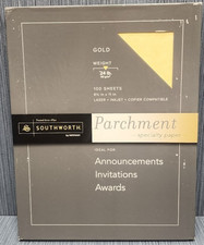 Southworth Parchment Specialty Paper, 24 lb Bond Weight, 8.5 x 11, Gold, 100Pk