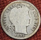 1892 S Barber Dime 10C Silver Coin AG/G Details Low Mintage Semi-Key Date