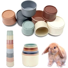8 Pcs Stacking Cups for Rabbits, Bunny Toys, Bunny Stacking Cups to Play with...