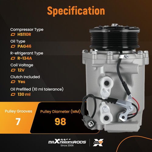 Compresor de aire acondicionado para Honda CR-V CRV 2,4 L 2002 2003 2004 2005 2006 CO 10663AC - Imagen 9 de 20