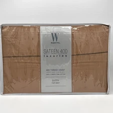 Wamsutta 100% Combed Pima Cotton Sateen 400 TC Queen Flat Sheet Maple Luxury