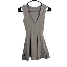 SM Tennis Dress Grey Sleeveless V-Neck Tie Back Shorts Athleisure Sporty Preppy