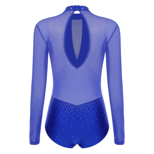 Womens Dancewear Patchwork Jumpsuit Ballettbody Bodysuit Jersey Gymnastics Mesh - Picture 12 of 86