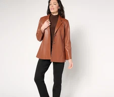 Dennis Basso Regular Luxe Faux Leather Jacketj, Cognac Sz L a659814